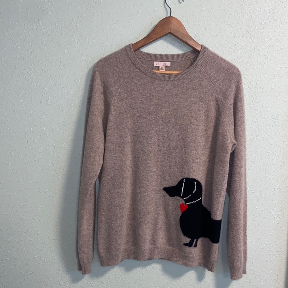 Philosophy Dachshund Dog Cashmere Sweater